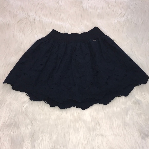 Hollister Dresses & Skirts - Hollister Navy Blue Eyelet Skirt Size Small